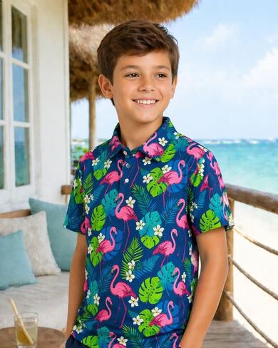 Boys Polo Shirts Short Sleeve Golf Shirts Casual Collared Tops for Kids School Uniform 5-14 Years in Kuwait