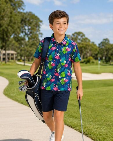 Boys Polo Shirts Short Sleeve Golf Shirts Casual Collared Tops for Kids School Uniform 5-14 Years in Kuwait