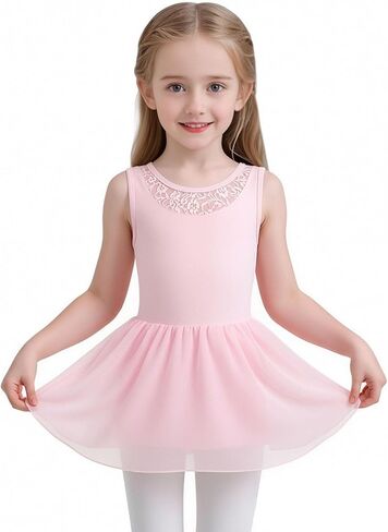 Tutu.kk Ballet Leotard for Girls with Sleeveless Lace Neck Toddler Dance Dress Ballerina Outfits in Kuwait