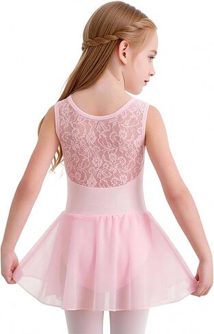 Tutu.kk Ballet Leotard for Girls with Sleeveless Lace Neck Toddler Dance Dress Ballerina Outfits in Kuwait