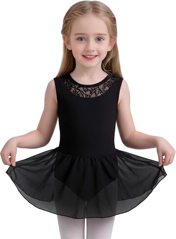 Tutu.kk Ballet Leotard for Girls with Sleeveless Lace Neck Toddler Dance Dress Ballerina Outfits in Kuwait