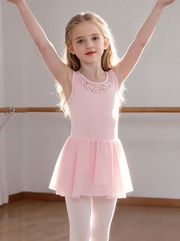 Tutu.kk Ballet Leotard for Girls with Sleeveless Lace Neck Toddler Dance Dress Ballerina Outfits in Kuwait