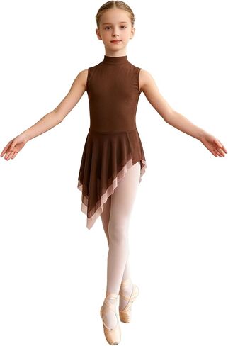 Girls Lyrical Dance Costume Contemporary Ballet Leotard Dress Asymmetrical Skirt Gymnastics Leotard for Stage Show in Saudi Arabia
