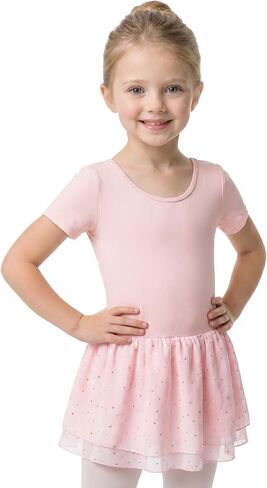 Stelle Ballet Leotards for Girls Short Sleeve Dance Leotards with Double-Layer Sequin Skirt Ballerina Costumes Dress in Kuwait