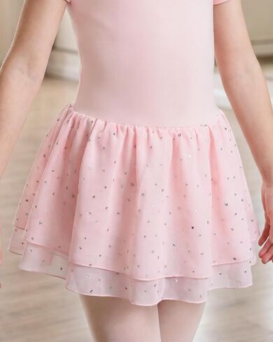 Stelle Ballet Leotards for Girls Short Sleeve Dance Leotards with Double-Layer Sequin Skirt Ballerina Costumes Dress in Kuwait
