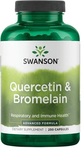 Swanson Quercetin & Bromelain-Promote Respiratory Health Support-Aid Seasonal Immune System Health-Support Cholesterol Levels Already w/i Normal Range (250mg Quercetin/78mg Bromelain) 250 Caps 2 Pack in Kuwait