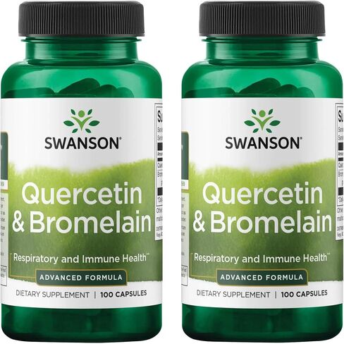 Swanson Quercetin & Bromelain-Promote Respiratory Health Support-Aid Seasonal Immune System Health-Support Cholesterol Levels Already w/i Normal Range (250mg Quercetin/78mg Bromelain) 250 Caps 2 Pack in Kuwait