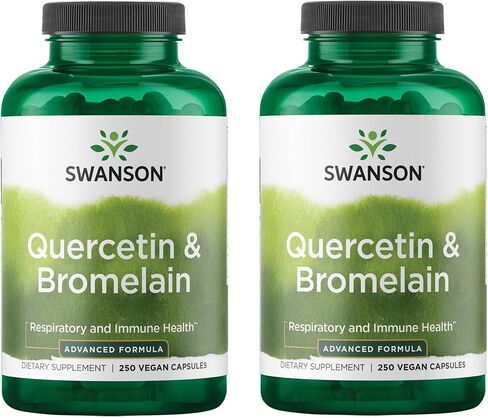Swanson Quercetin & Bromelain-Promote Respiratory Health Support-Aid Seasonal Immune System Health-Support Cholesterol Levels Already w/i Normal Range (250mg Quercetin/78mg Bromelain) 250 Caps 2 Pack in Kuwait