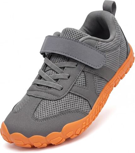 Kids Barefoot Shoes for Boys Girls, Sporty Retro Wide Toe Box Sneakers with Hook and Loop, Lightweight Breathable Walking Shoes with Grippy Sole for School & Outdoor Play in Saudi Arabia