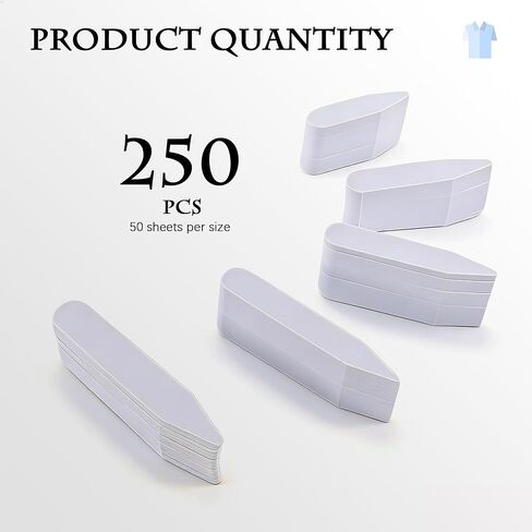 250Pcs Collar Stays Invisible Dress Shirt Collar Inserts White Plastic Collars Stays for Men's Dress Shirts 4 Sizes (1.6", 2", 2.2", 2.5" 2.7 ") in Kuwait