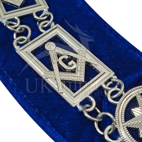 Premium Masonic Blue Lodge Master Mason Chain Collar (Velvet Backing), Square and Compass with G – Freemasons Regalia in Saudi Arabia
