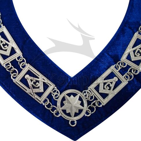 Premium Masonic Blue Lodge Master Mason Chain Collar (Velvet Backing), Square and Compass with G – Freemasons Regalia in Saudi Arabia