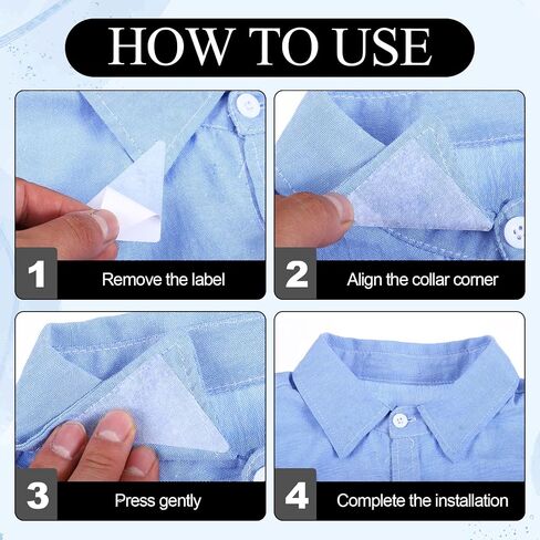 100 PCS Collar Stays for Polo Shirts, Transparent PVC Shirt Collar Stays for Men's Dress Shirt, No Curl Collars Support Patches Stickers for Dress Shirts, Anti-Wrinkle Collars Shaper in Saudi Arabia