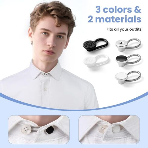 20 Pcs Collar Extenders for Mens Shirts, 5 Styles Button Extender for Dress Shirts, Tie, Suit Accessories, 1/2 Size Expansion, Men Accessories in Saudi Arabia