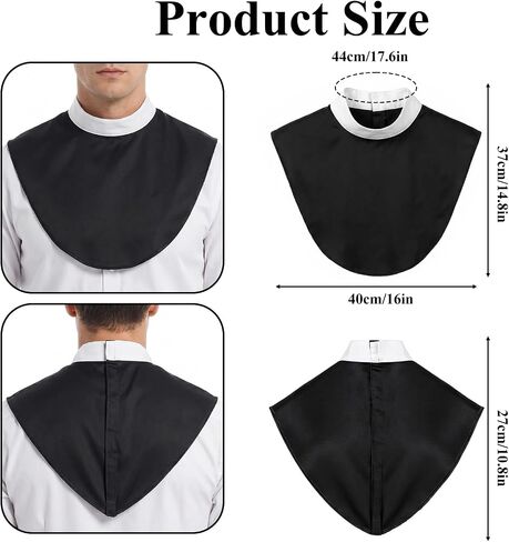 Clergy Shirt Neck Collar, Priest Collar Costume Accessory for Pastor, Mini Shirts Front Adjust Neckline, White-Collars Black Priest Shirts Collars for Men Women Pastors in Saudi Arabia