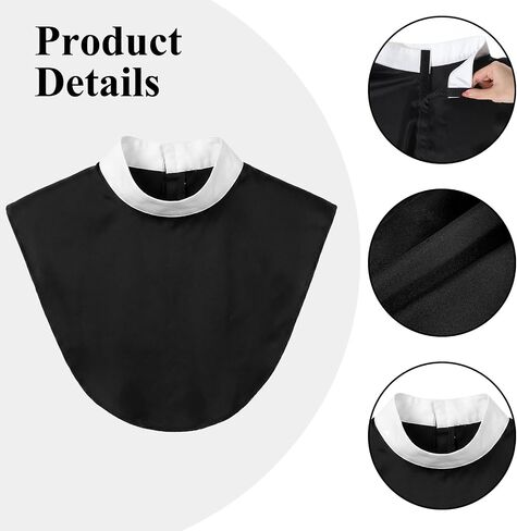 Clergy Shirt Neck Collar, Priest Collar Costume Accessory for Pastor, Mini Shirts Front Adjust Neckline, White-Collars Black Priest Shirts Collars for Men Women Pastors in Saudi Arabia