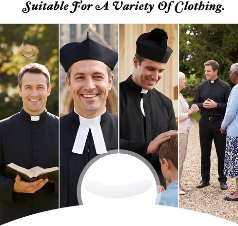 12 Pcs Clergy Collar, Collars for Clergy Shirt, White Tab Collar Replacement Tab Insert Shirt for Women Men, Minimalist Clothing Accessories in Saudi Arabia