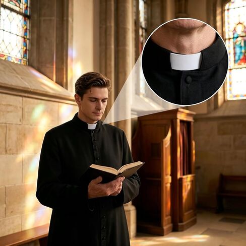 12 Pcs Clergy Collar, Collars for Clergy Shirt, White Tab Collar Replacement Tab Insert Shirt for Women Men, Minimalist Clothing Accessories in Saudi Arabia