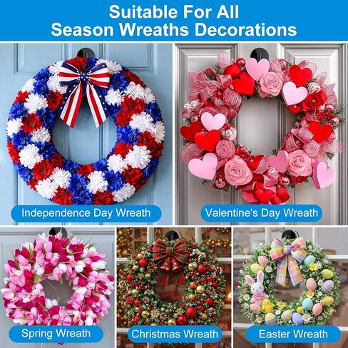 Magnetic Wreath Hangers for Front Door, 2-Pack Heavy Duty Magnetic Wreath Hooks for Metal Doors, No Drilling, No Adhesive, Indoor Outdoor Seasonal Decor, Reusable Holder, Black in Saudi Arabia