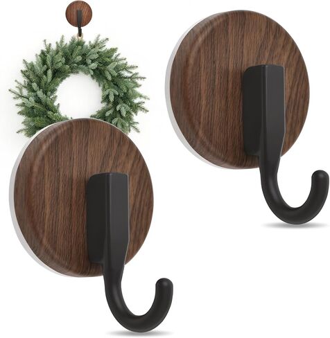 Suction Cup Wreath Hanger for Front Door, Over Door, Window Glass, Mirrors, Tiles – Decorative Hooks for Christmas/Thanksgiving/Halloween/July 4th/Easter/Valentine/Spring/Summer/Fall (2 Pack, Walnut) in Saudi Arabia