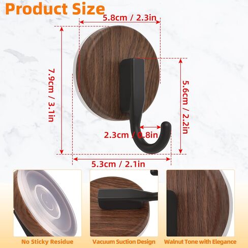 Suction Cup Wreath Hanger for Front Door, Over Door, Window Glass, Mirrors, Tiles – Decorative Hooks for Christmas/Thanksgiving/Halloween/July 4th/Easter/Valentine/Spring/Summer/Fall (2 Pack, Walnut) in Saudi Arabia