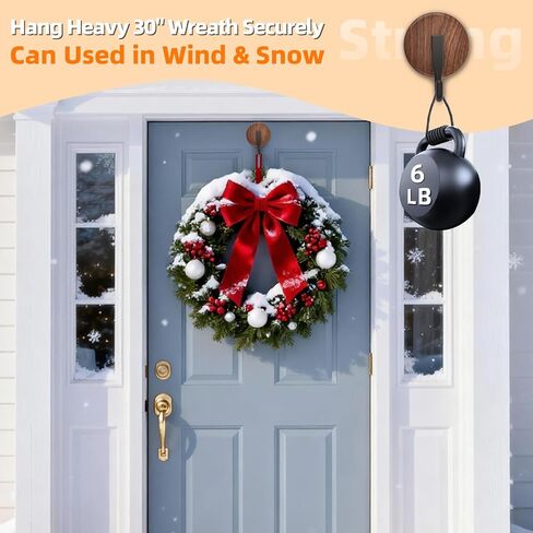 Suction Cup Wreath Hanger for Front Door, Over Door, Window Glass, Mirrors, Tiles – Decorative Hooks for Christmas/Thanksgiving/Halloween/July 4th/Easter/Valentine/Spring/Summer/Fall (2 Pack, Walnut) in Saudi Arabia