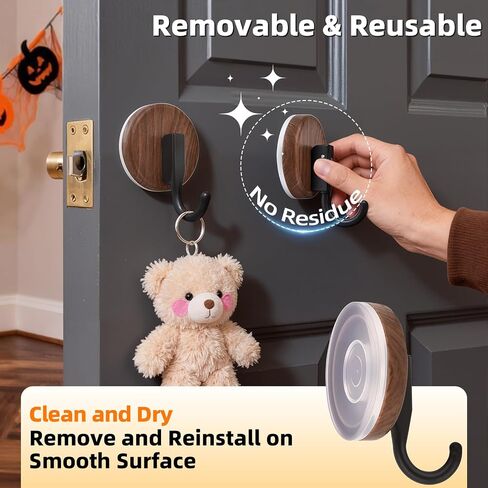 Suction Cup Wreath Hanger for Front Door, Over Door, Window Glass, Mirrors, Tiles – Decorative Hooks for Christmas/Thanksgiving/Halloween/July 4th/Easter/Valentine/Spring/Summer/Fall (2 Pack, Walnut) in Saudi Arabia