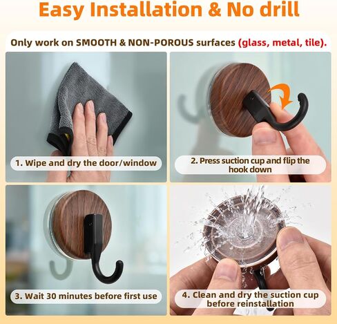 Suction Cup Wreath Hanger for Front Door, Over Door, Window Glass, Mirrors, Tiles – Decorative Hooks for Christmas/Thanksgiving/Halloween/July 4th/Easter/Valentine/Spring/Summer/Fall (2 Pack, Walnut) in Saudi Arabia