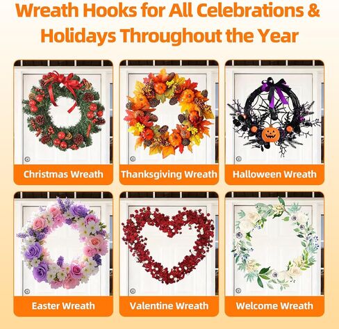 Suction Cup Wreath Hanger for Front Door, Over Door, Window Glass, Mirrors, Tiles – Decorative Hooks for Christmas/Thanksgiving/Halloween/July 4th/Easter/Valentine/Spring/Summer/Fall (2 Pack, Walnut) in Saudi Arabia