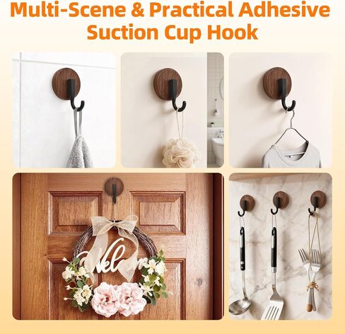 Suction Cup Wreath Hanger for Front Door, Over Door, Window Glass, Mirrors, Tiles – Decorative Hooks for Christmas/Thanksgiving/Halloween/July 4th/Easter/Valentine/Spring/Summer/Fall (2 Pack, Walnut) in Saudi Arabia