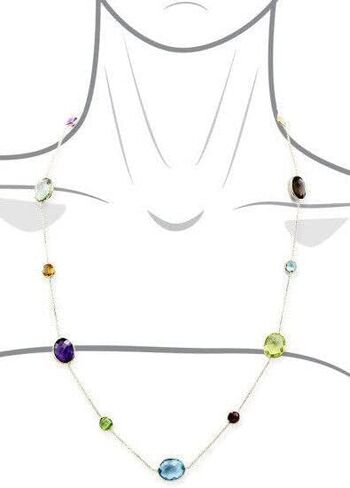 14K Yellow Gold Oval And Round Shaped Gemstone Necklace 24 Inches in Saudi Arabia