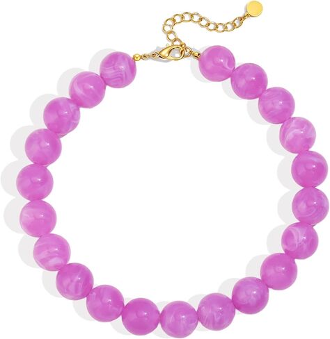 Chunky Beaded Necklace for Women 20MM Oversized Resin Bead Statement Necklaces Trendy Boho Summer Beach Necklace Bold Vacation Jewelry in Saudi Arabia