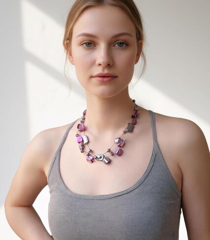 FULU AUTUMN Beaded Statement Necklaces for Women Shell Bead Chunky Collar Necklace Summer Layer boho Costume Jewelry for Her in Kuwait