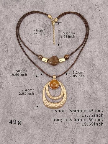 GelConnie Boho Necklaces for Women Cowgirl Necklace Stone Leather Cord Pendant Necklaces With Beads Long vintage Layered Choker Necklace in Saudi Arabia