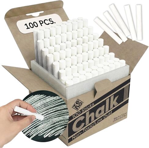 ZENO Chalk for Blackboard – 100 Sticks – White – Non-Toxic, Low Dust – Classroom & School Chalk in Saudi Arabia