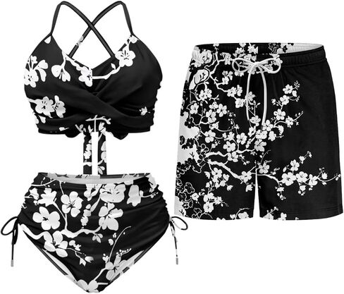 TOADDITDO Two Piece Bikini Sets or Matched Swimming Trunk with Pocekt for Beach Hawaiian Couples Matching Swimsuits in Saudi Arabia