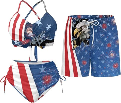 TOADDITDO Two Piece Bikini Sets or Matched Swimming Trunk with Pocekt for Beach Hawaiian Couples Matching Swimsuits in Saudi Arabia