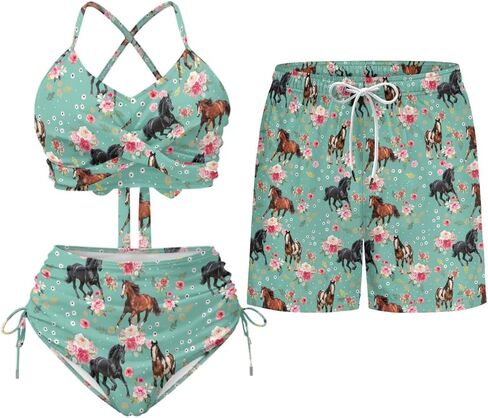 TOADDITDO Two Piece Bikini Sets or Matched Swimming Trunk with Pocekt for Beach Hawaiian Couples Matching Swimsuits in Saudi Arabia