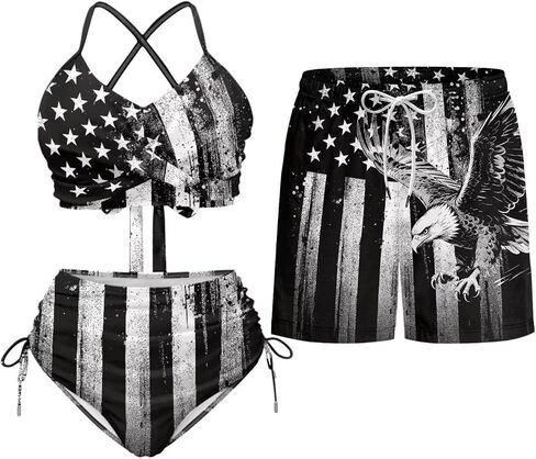 TOADDITDO Two Piece Bikini Sets or Matched Swimming Trunk with Pocekt for Beach Hawaiian Couples Matching Swimsuits in Saudi Arabia