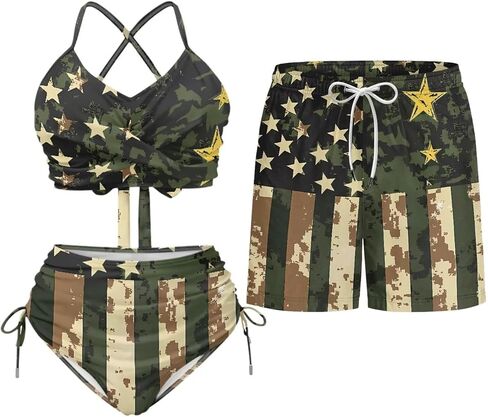 TOADDITDO Two Piece Bikini Sets or Matched Swimming Trunk with Pocekt for Beach Hawaiian Couples Matching Swimsuits in Saudi Arabia