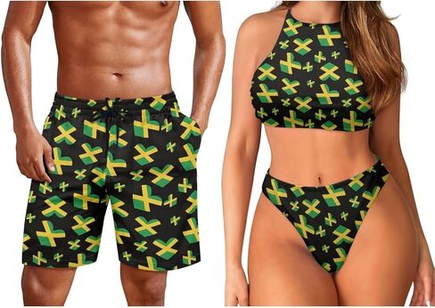 KEIAHUAN مطابقة المايوه للأزواج المرأة مثير مجموعة البكيني الرجال سروال سباحة الصيف ثوب السباحة بحر in Kuwait