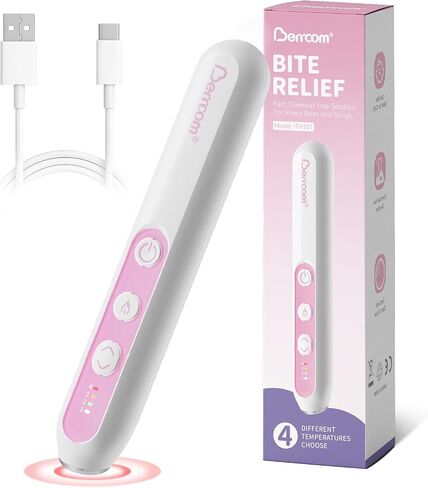 Berrcom Insect Sting and Bite Relief Device, Chemical-Free Therapy for Mosquito Bite with 4-Level Temperature Heat, Rechargeable Travel-Ready Itch Relief Pen in Kuwait