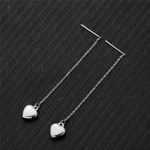 WangGao Stainless Steel Heart Dangle Long Chain Threader Earrings for Women Drop Earrings Ear Jewelry Gift for Her in Saudi Arabia