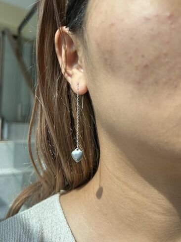 WangGao Stainless Steel Heart Dangle Long Chain Threader Earrings for Women Drop Earrings Ear Jewelry Gift for Her in Saudi Arabia