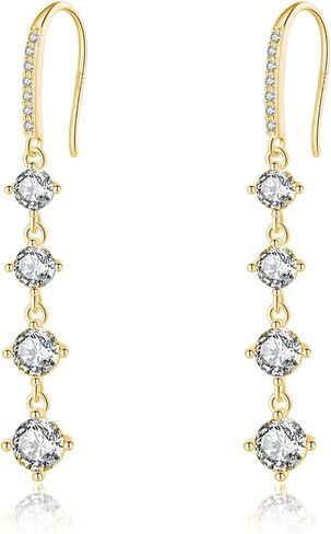 SLUYNZ 925 Sterling Silver CZ Dangle Earrings for Women Teens Simulated Diamond Drop Earrings Elegant Wedding Prom Earrings in Kuwait