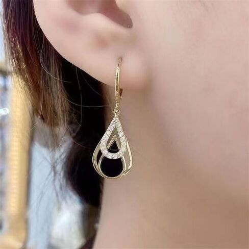 Fashion New Black Double-layer Teardrop Hollow Earrings, Uniquely Designed Earrings, Suitable for Daily Wear in Kuwait