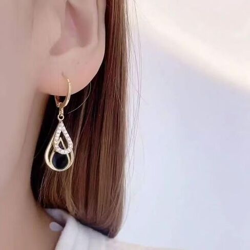 Fashion New Black Double-layer Teardrop Hollow Earrings, Uniquely Designed Earrings, Suitable for Daily Wear in Kuwait