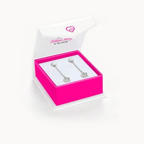 925 Sterling Silver Dancing Stars Safety Screw Back Earrings For Little Girls And Preteens - Children's Star Earrings - Small Star Dangle Earrings For Children in Kuwait