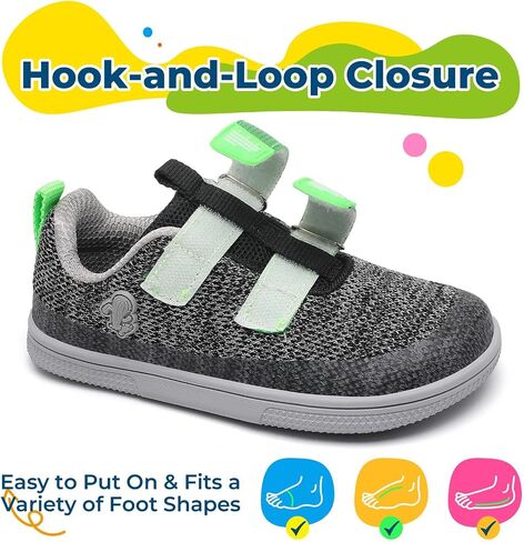 SAGUARO Kids Barefoot Shoes Wide Toe Box Toddlers Sneakers Zero Drop Minimalist Non-Slip Walking Shoe for School, Daily Wear Black in Kuwait