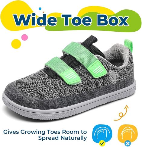 SAGUARO Kids Barefoot Shoes Wide Toe Box Toddlers Sneakers Zero Drop Minimalist Non-Slip Walking Shoe for School, Daily Wear Black in Kuwait